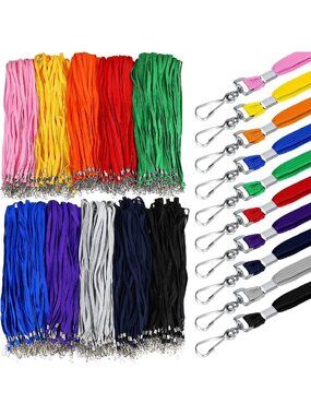 1000 Pack Flat Lanyards with Hook Clip for ID Badges - Colorful Office & School